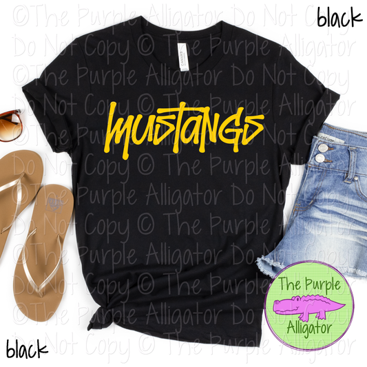 Mustangs Fresh Graffiti - The Graffiti Series | Bold Street Style Spirit Wear Lettering – CHOOSE YOUR DESIGN COLOR  0925 (d2f TPA)