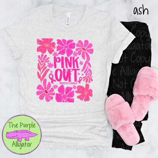 Floral Breast Cancer Pink Out Faux Sparkle 0625 (d2f SF)