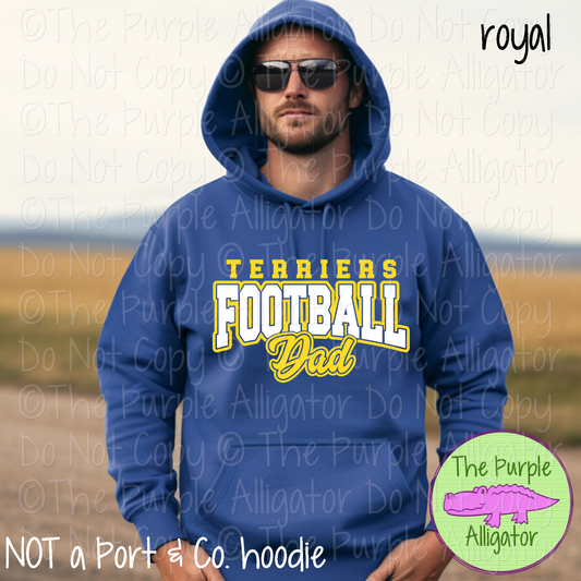 Terriers Football Dad SC57 Mascot School Spirit Wear Team Gear - CHOOSE YOUR DESIGN COLORS - 0625 (d2f TPA)