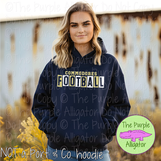Commodores Football Halftime Mascot School Spirit Wear Team Gear - CHOOSE YOUR DESIGN COLORS - 0525 (d2f TPA)