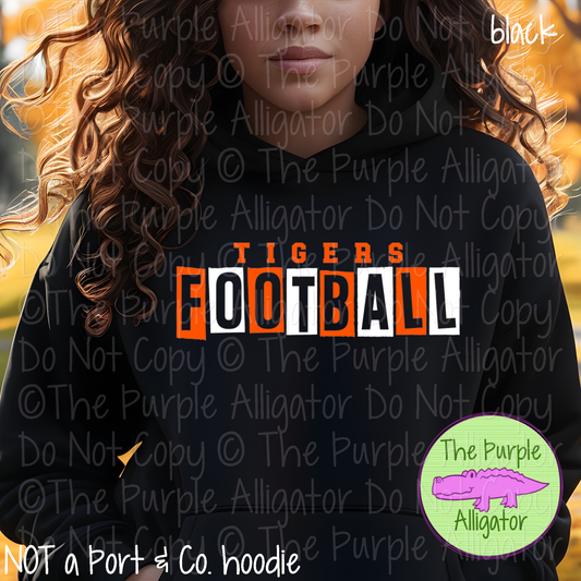 Tigers Football Halftime Mascot School Spirit Wear Team Gear - CHOOSE YOUR DESIGN COLORS - 0525 (d2f TPA)