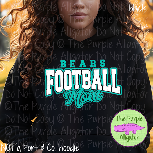 Bears Football Mom SC56 Mascot School Spirit Wear Team Gear - CHOOSE YOUR DESIGN COLORS - 0625 (d2f TPA)