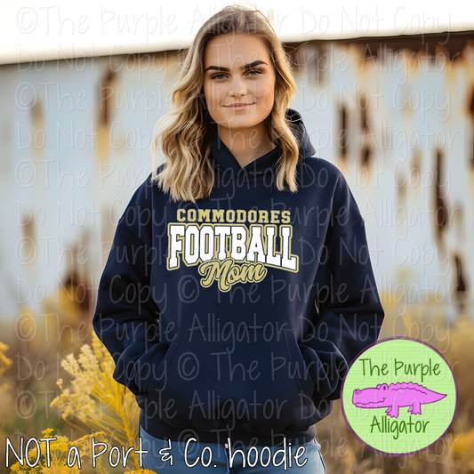 Commodores Football Mom SC56 Mascot School Spirit Wear Team Gear - CHOOSE YOUR DESIGN COLORS - 0625 (d2f TPA)