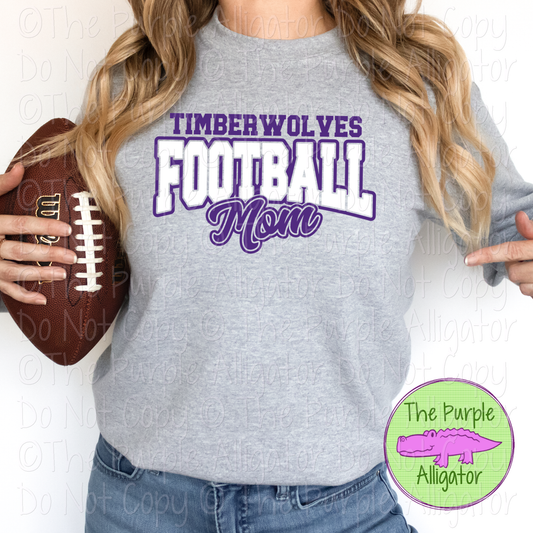 Timberwolves Football Mom SC56 Mascot School Spirit Wear Team Gear - CHOOSE YOUR DESIGN COLORS - 0625 (d2f TPA)