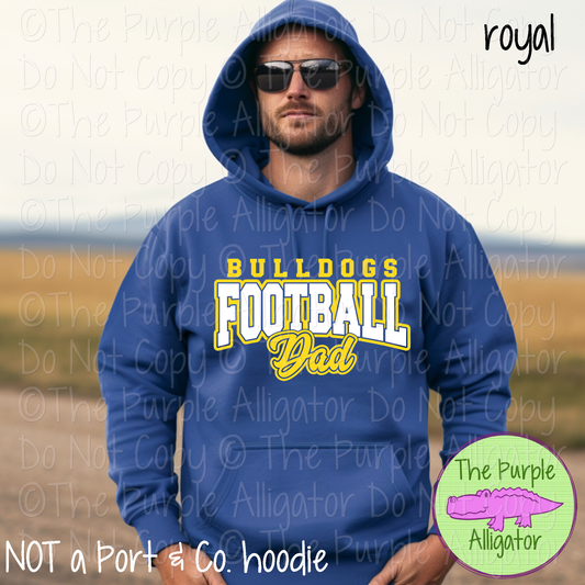 Bulldogs Football Dad 57 – Custom Football Dad Spirit Wear, Mascot Team Apparel for Game Day Fans 0625 TPA