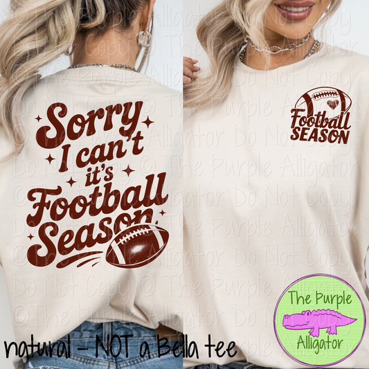 Football Season Front/Back | Full Back Graphic Tee with Small Chest Print 0625 (D2F TB)
