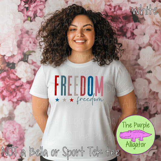 Freedom Bold & Script Patriotic Design | Multicolor USA Graphic 0625 (d2f DH)