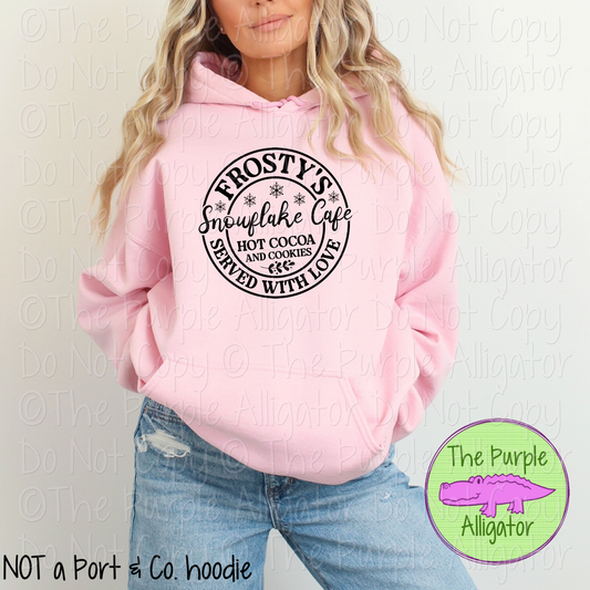 Frosty's Snowflake Cafe – Whimsical Winter Shirt for Hot Cocoa & Snowy Days - CHOOSE YOUR DESIGN COLOR 1024 (D2F M)