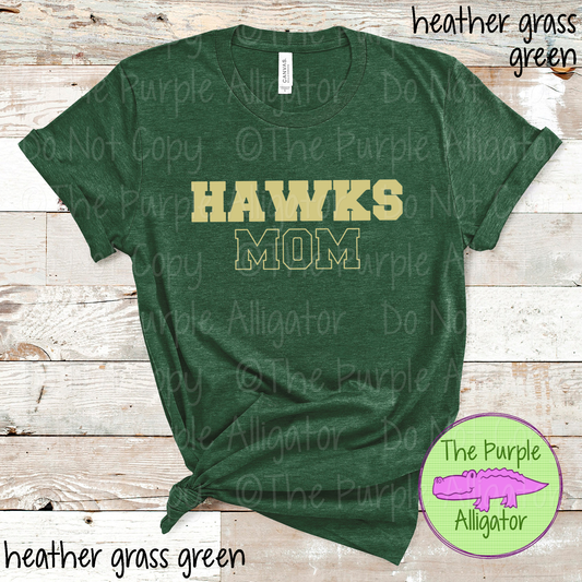 Hawks Mom Flip Side - The Outline Series | Custom Spiritwear for Moms - CHOOSE YOUR TEXT COLOR  1025 (d2f TPA)
