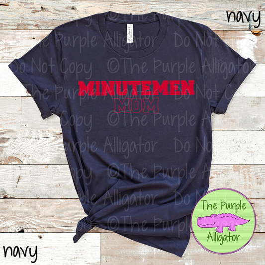 Minutemen Mom Flip Side - The Outline Series | Custom Spiritwear for Moms - CHOOSE YOUR TEXT COLOR  1025 (d2f TPA)