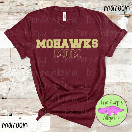 Mohawks Mom Flip Side - The Outline Series | Custom Spiritwear for Moms - CHOOSE YOUR TEXT COLOR  1025 (d2f TPA)