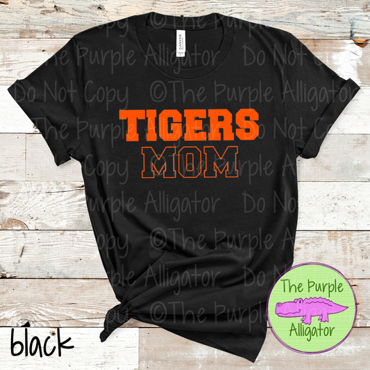 Tigers Mom Flip Side - The Outline Series | Custom Spiritwear for Moms - CHOOSE YOUR TEXT COLOR  1025 (d2f TPA)