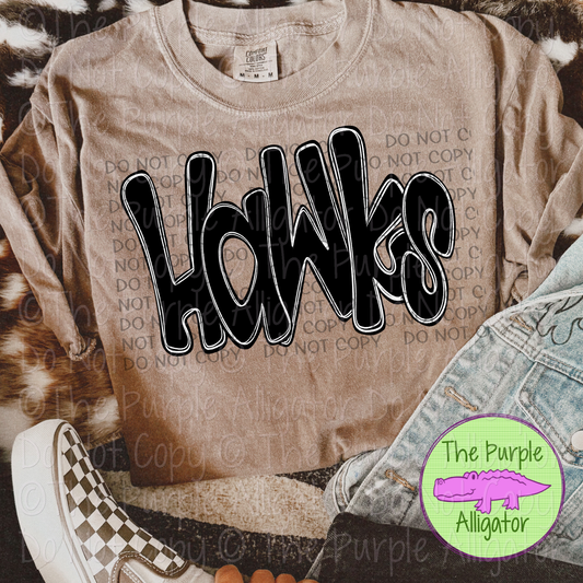Hawks Funky Doodle Mascot School Spirit 1224 (d2f SWD)