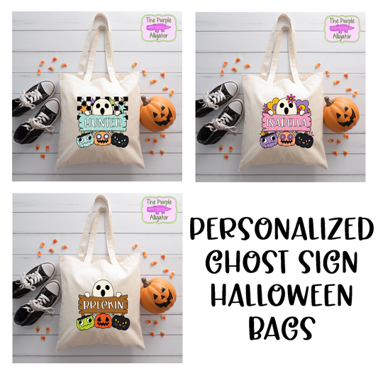 Ghost Sign Personalized Halloween Bag (d2f TSp)