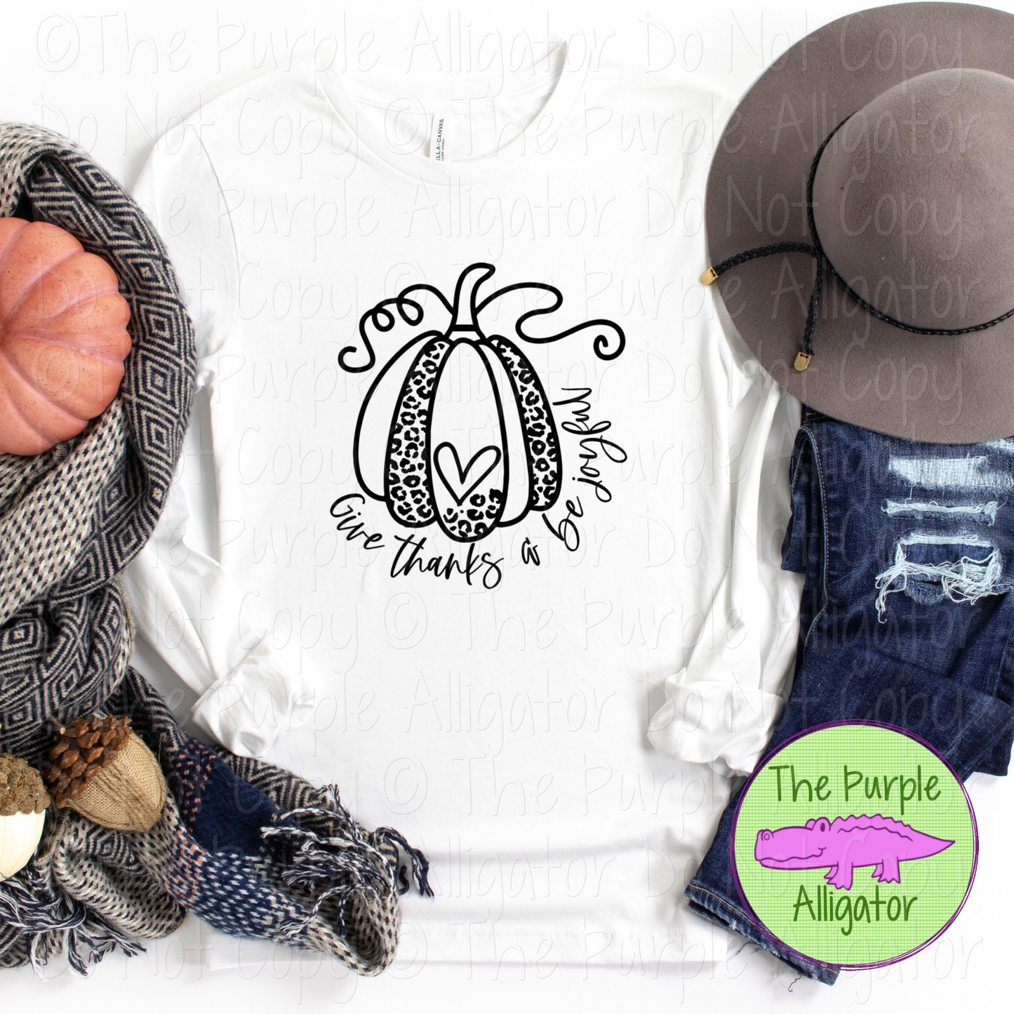Give Thanks and Be Joyful Leopard Pumpkin Thanksgiving Graphic Tee 0921 HMD