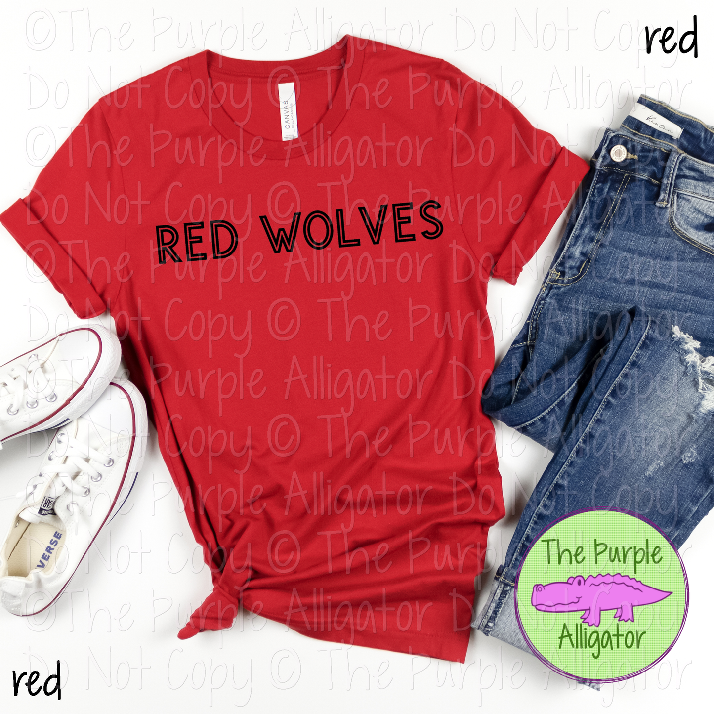 Red Wolves Mascot School Spirit Gl-In - CHOOSE YOUR TEXT COLOR 1124 (d2f TPA)