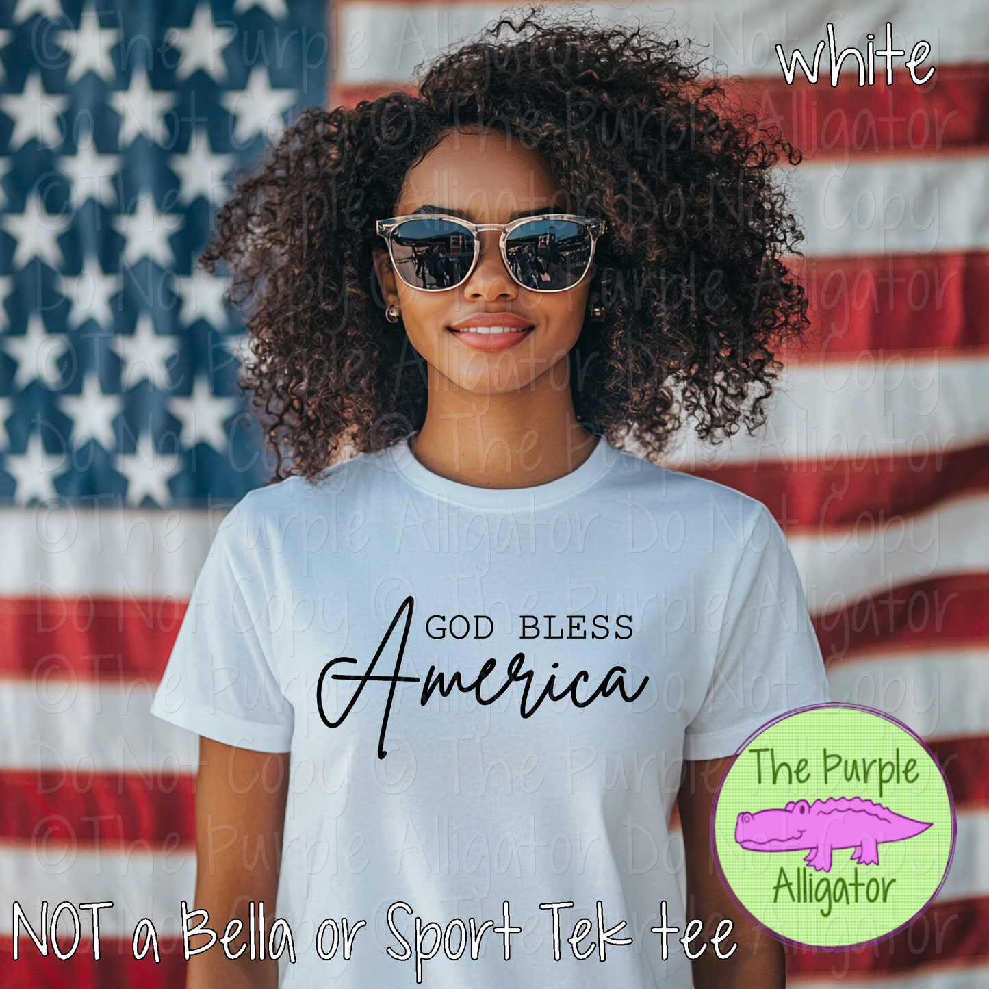 God Bless America Patriotic Script Graphic Apparel 0622 CGA