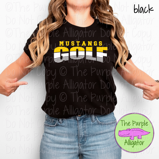 Mustangs Golf SC3 Mascot School Spirit - CHOOSE YOUR DESIGN COLORS - 0625 (d2f TPA)
