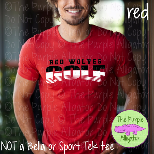 Red Wolves Golf SC3 Mascot School Spirit - CHOOSE YOUR DESIGN COLORS - 0625 (d2f TPA)