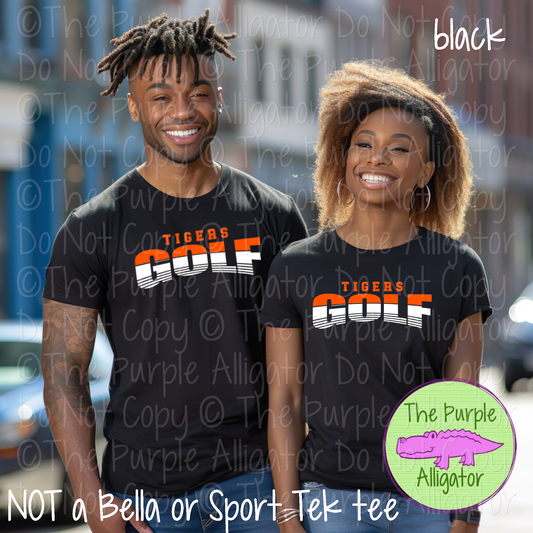 Tigers Golf SC3 Mascot School Spirit - CHOOSE YOUR DESIGN COLORS - 0625 (d2f TPA)