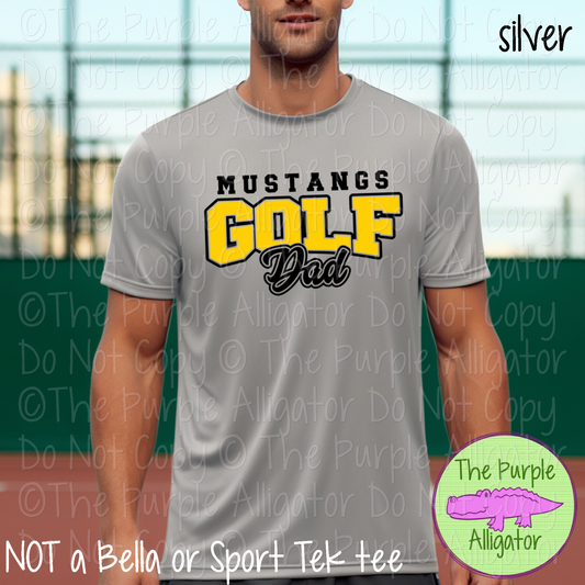 Mustangs Golf Dad SC12 Mascot School Spirit Wear Team Gear - CHOOSE YOUR DESIGN COLORS - 0525 (d2f TPA)