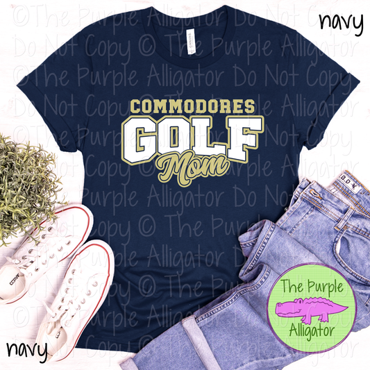 Commodores Golf Mom SC11 Mascot School Spirit Wear Team Gear - CHOOSE YOUR DESIGN COLORS - 0525 (d2f TPA)