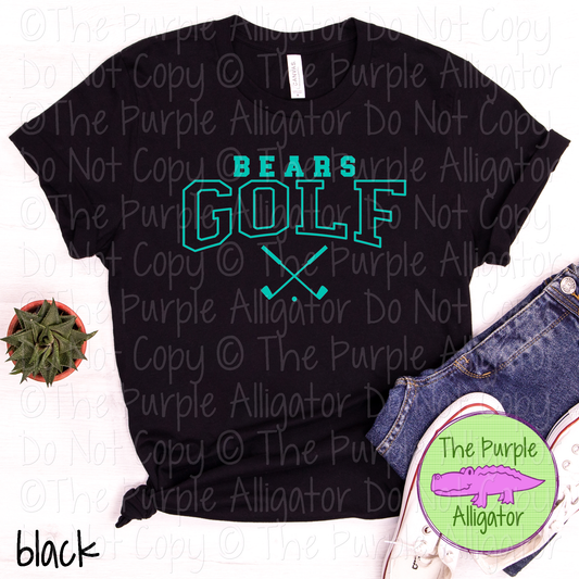 Bears Golf SC1 Mascot School Spirit - CHOOSE YOUR DESIGN COLOR - 0625 (d2f TPA)