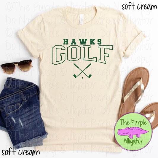 Hawks Golf SC1 Mascot School Spirit - CHOOSE YOUR DESIGN COLOR - 0625 (d2f TPA)