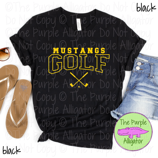 Mustangs Golf SC1 Mascot School Spirit - CHOOSE YOUR DESIGN COLOR - 0625 (d2f TPA)
