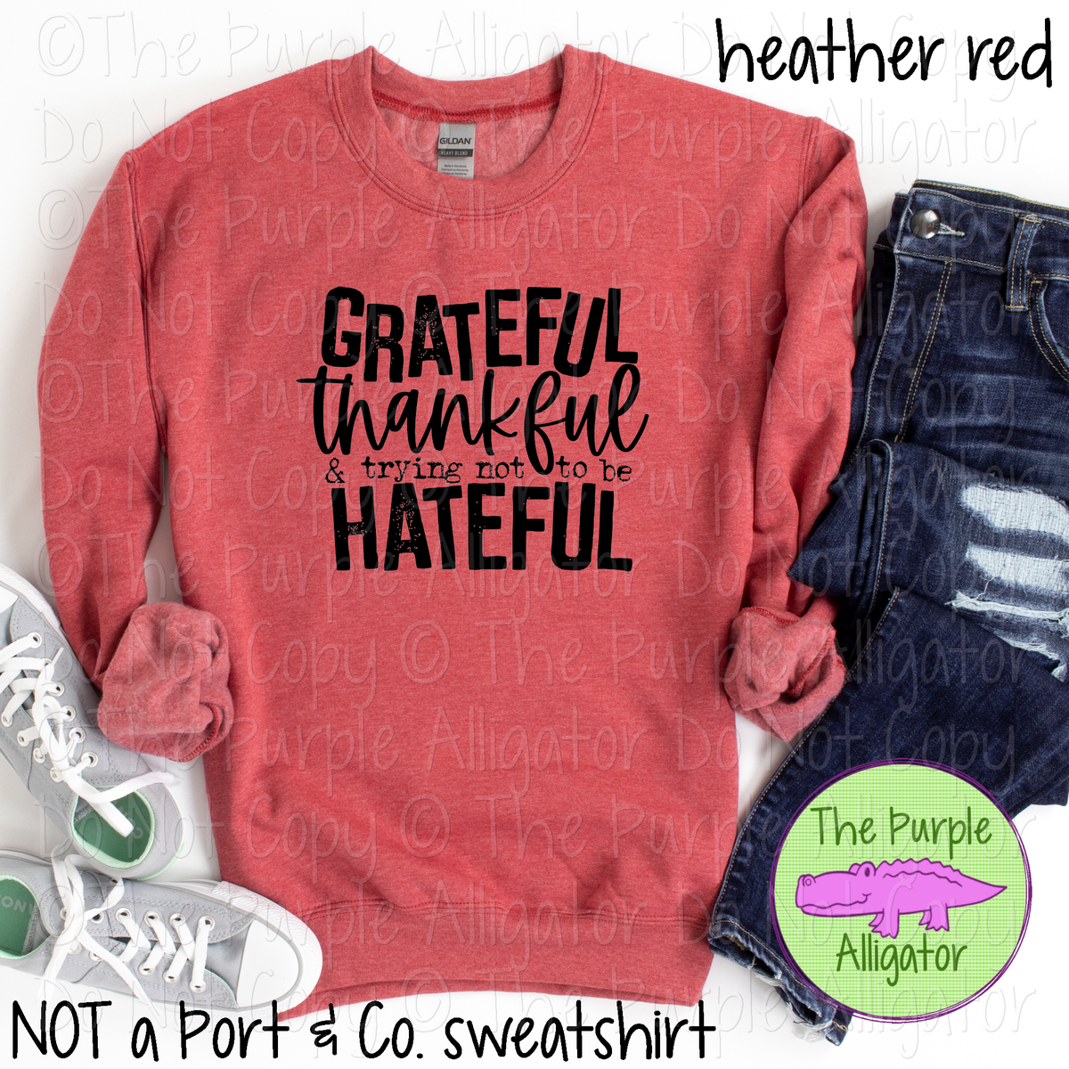 Grateful Thankful Trying Not to Be Hateful Funny Thanksgiving Graphic Tee 1021 HMD