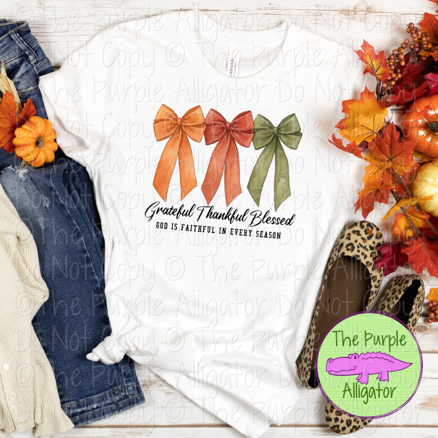 Grateful Thankful Blessed Coquette Bows – Faith Christian Shirt 0725 (d2f TP)
