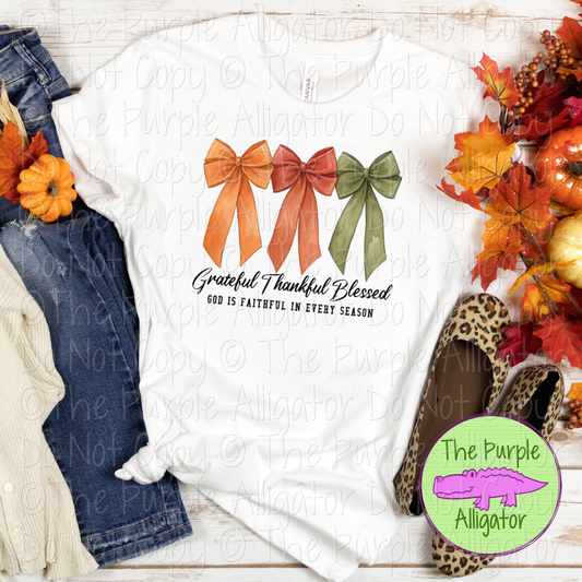 Grateful Thankful Blessed Coquette Bows – Faith Christian Shirt 0725 (d2f TP)