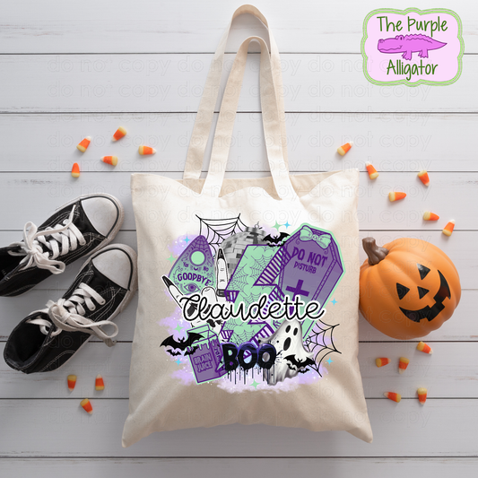 Green & Purple Lightning Personalized Halloween Bag (d2f RTD)