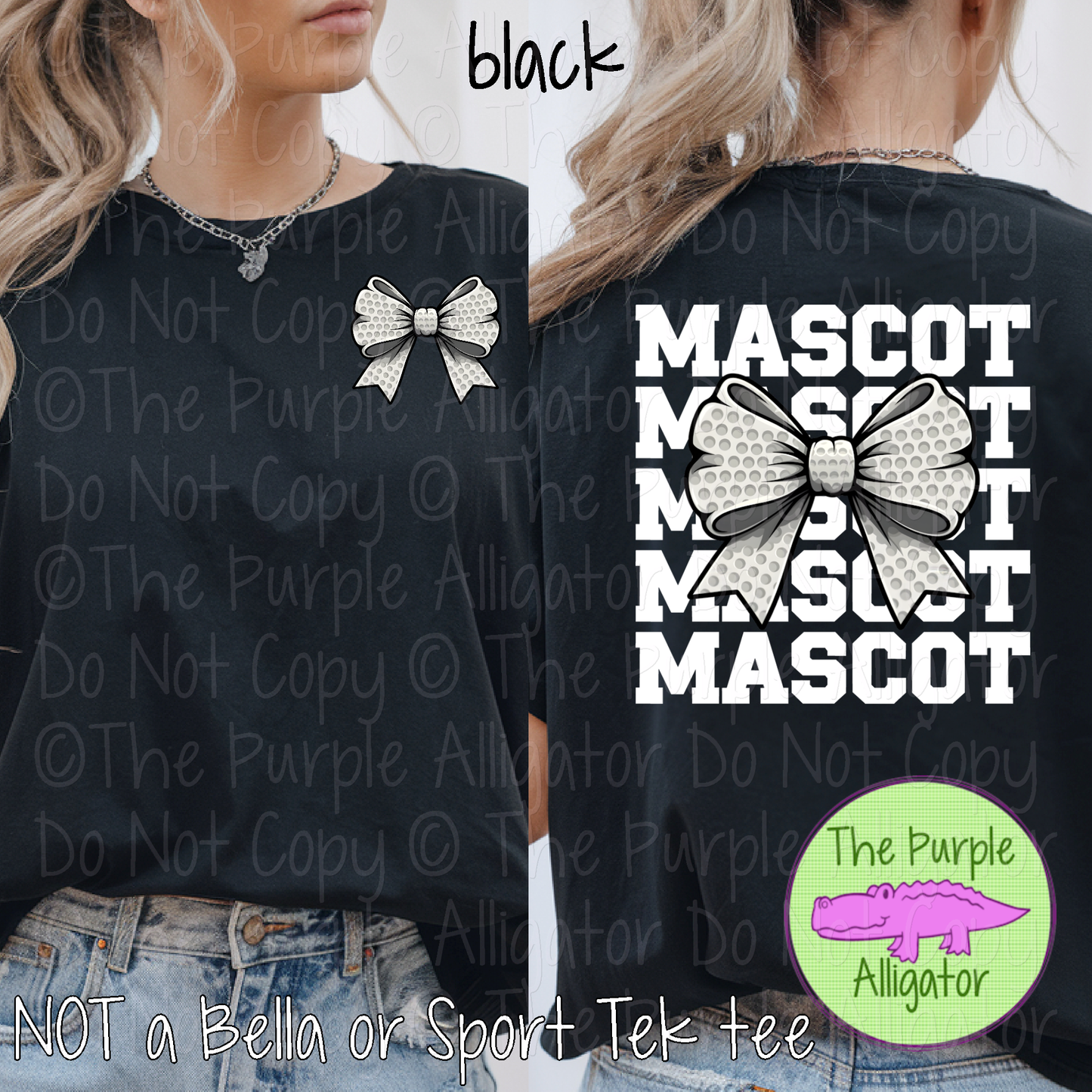 YOUR MASCOT Stack Golf Bow Front Back Mascot School Spirit Shirt Golf Team Apparel Game Day Fan Wear 0425 TPA