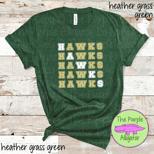 Hawks 2 Color Stack Design | Custom Spirit Wear for Teachers, Students & Fans - CHOOSE YOUR DESIGN COLORS - 0725 (d2f TPA)
