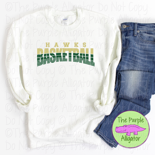 Hawks Basketball 40 - Vintage Arch Custom Basketball Spirit Wear Mascot Apparel 0624 TPA