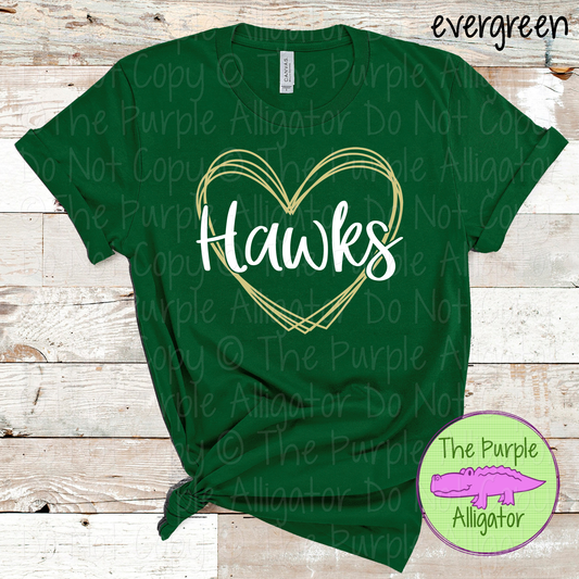 Hawks Heart Frame | Custom Two-Color School & Mascot Spirit Wear 1026 TPA