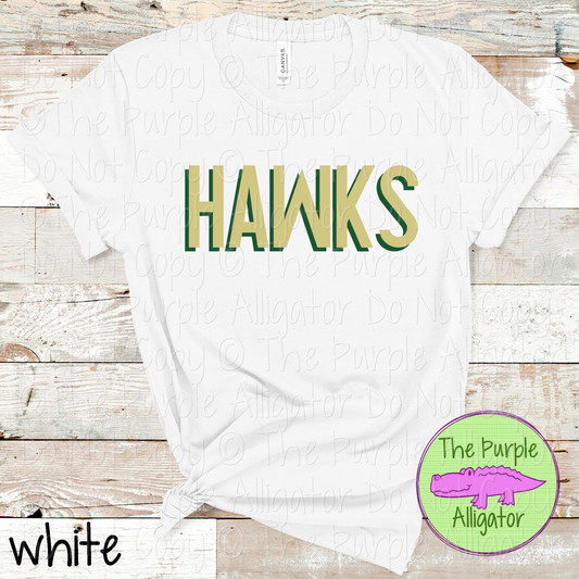 Hawks NF Two-Tone Offset Spirit Design | Bold Two-Color Offset Text Design | CHOOSE YOUR DESIGN COLORS 0825 (d2f TPA)