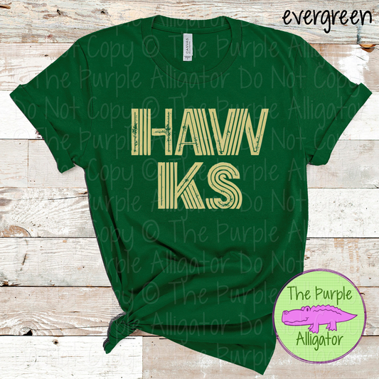 Hawks Inline Edge - The Grunge Series - Mascot Spirit Wear Distressed Block Athletic Fan Apparel 0824 TPA