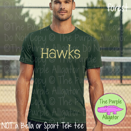 Hawks Distorted | Bold Brush Stroke Spirit Wear Design – Rough Distorted Mascot Style | CHOOSE YOUR TEXT COLOR - 0825 (d2f TPA)