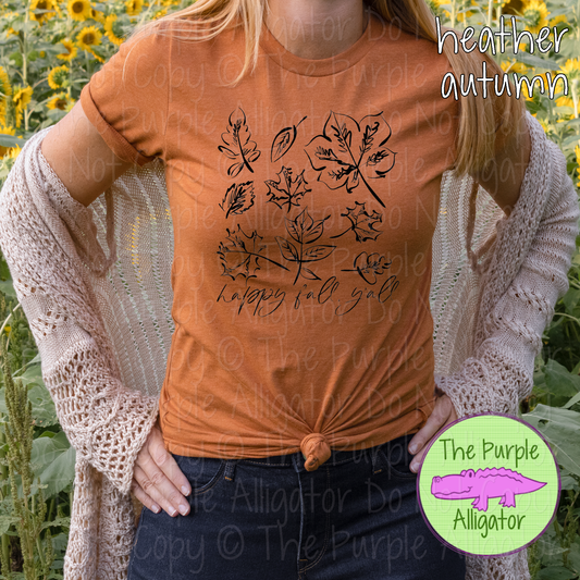 Happy Fall Y'all | Autumn Leaves Graphic Tee for Women 0822 HMD