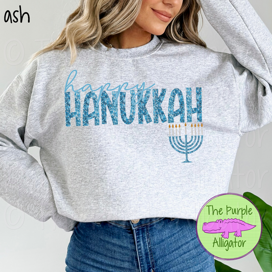 Happy Hanukkah Faux Sparkle 0923 (d2f DDD)