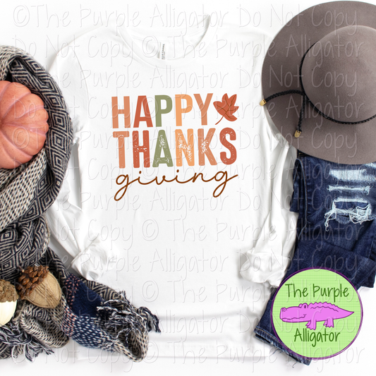 Happy Thanksgiving Leaf – Distressed Fall Lettering Design 0625 (d2f CD)