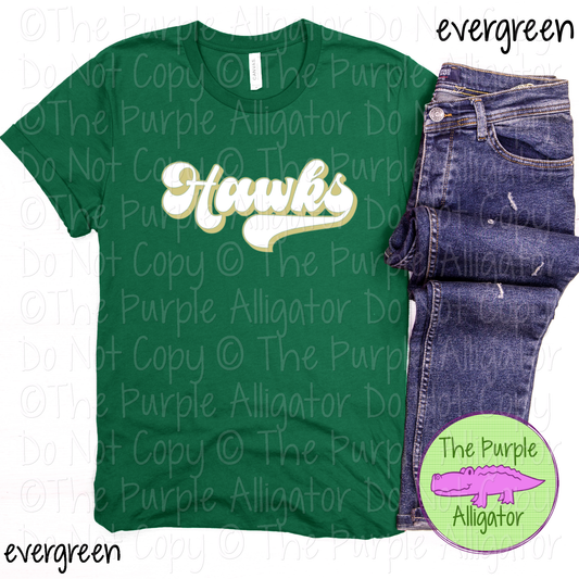 Hawks B-Retro | Custom Retro Mascot Spirit Wear for Fans & Teams - CHOOSE YOUR DESIGN COLORS 0725 (d2f TPA)