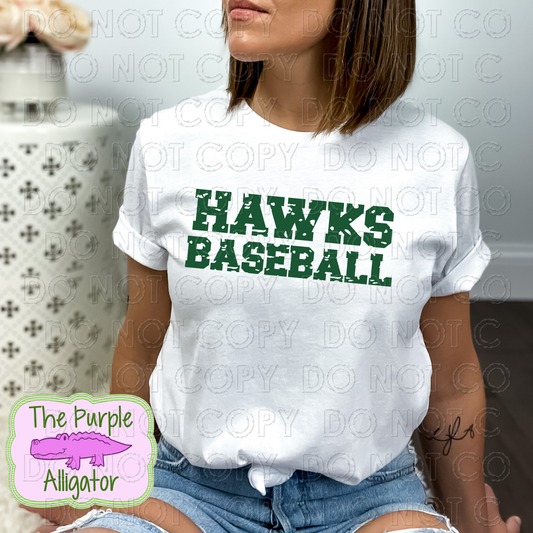 Hawks Baseball Distressed (Green) (d2f TPA)