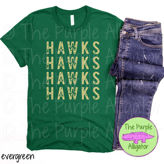 Hawks Grunge Stacked Mascot School Spirit - CHOOSE YOUR DESIGN COLOR (d2f TPA)
