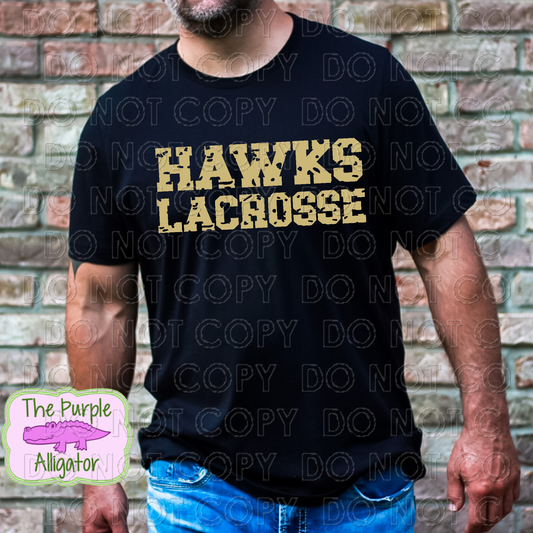 Hawks Lacrosse Distressed (Gold) (d2f TPA)