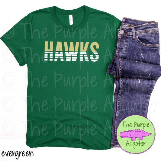 Hawks Split Alpha Mascot School Spirit - CHOOSE YOUR DESIGN COLORS (d2f TPA)