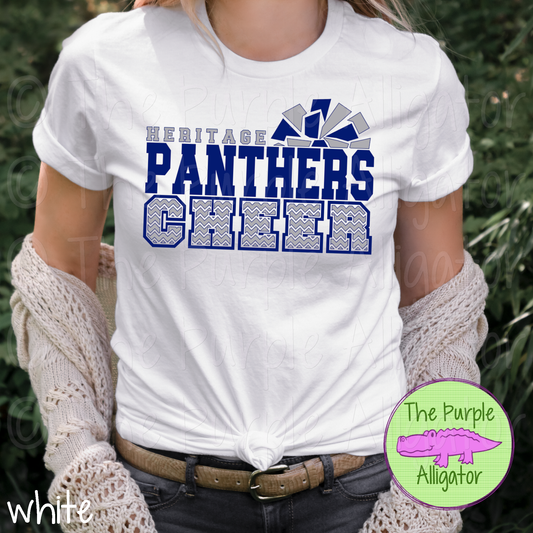 Heritage Panthers Cheer SC8 Mascot School Spirit - CHOOSE YOUR DESIGN COLORS (d2f TPA)