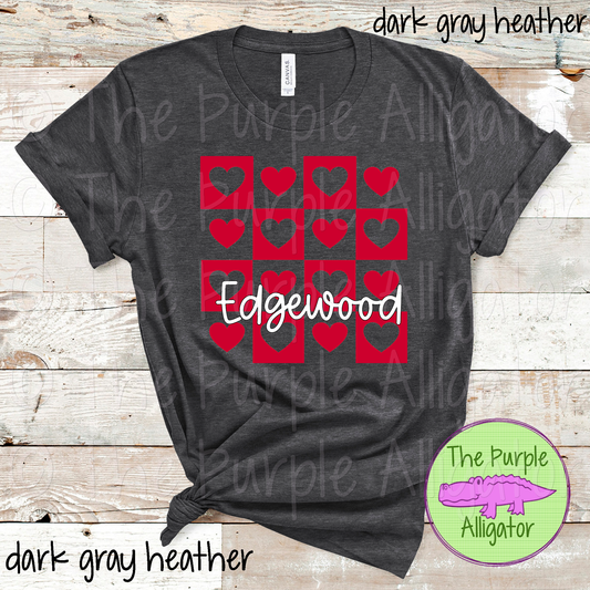 Edgewood Heart Checkerboard School Spirit - CHOOSE YOUR DESIGN COLOR 0924 (d2f TPA)